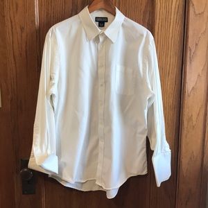 Men’s Crisp White Dress Shirt with French Cuffs